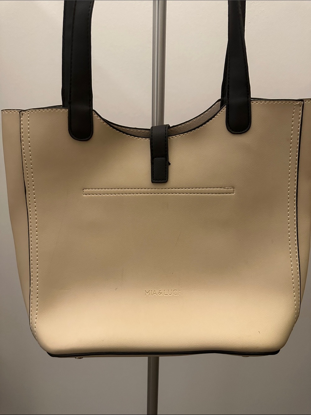 Cream and Black Two-Tone Tote Bag - Picture 8 of 10